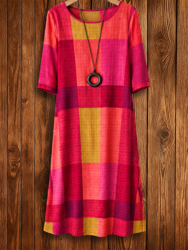 Sunset Plaid Midi Dress