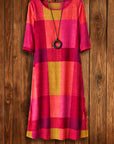 Sunset Plaid Midi Dress
