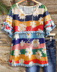 Rainbow Daisy Fringe Top