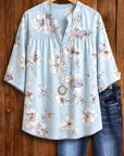 Sky Blossom Smocked Blouse