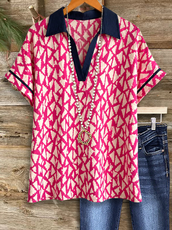 Harper Pink Geo Polo Blouse