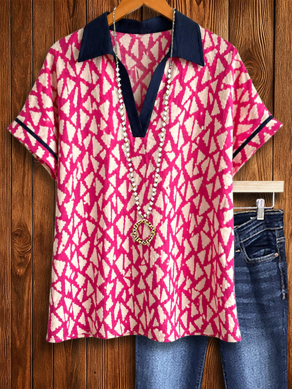 Harper Pink Geo Polo Blouse