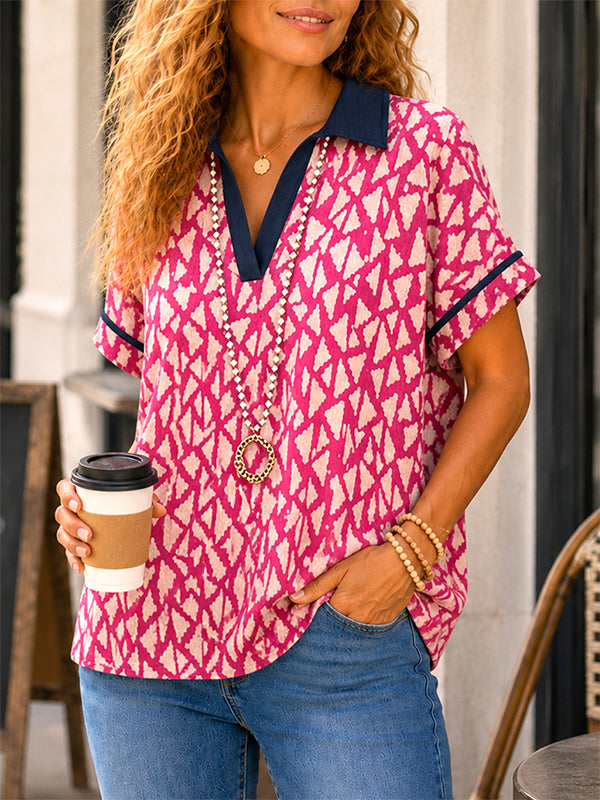 Harper Pink Geo Polo Blouse