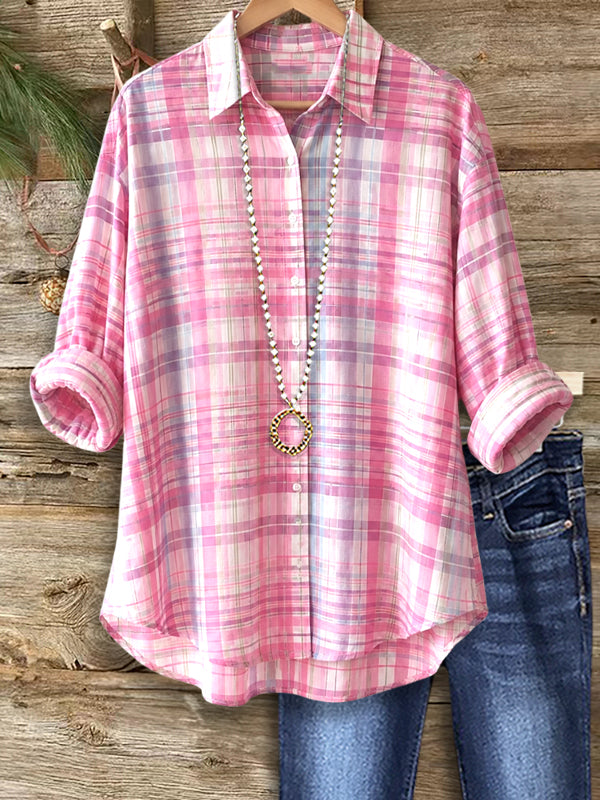 Weekend Blush Plaid Button-Up Shirt