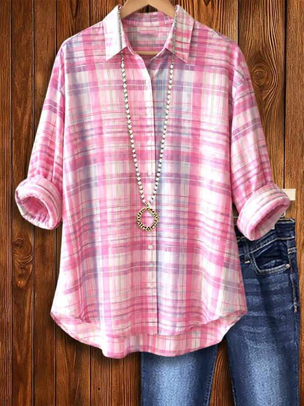 Weekend Blush Plaid Button-Up Shirt