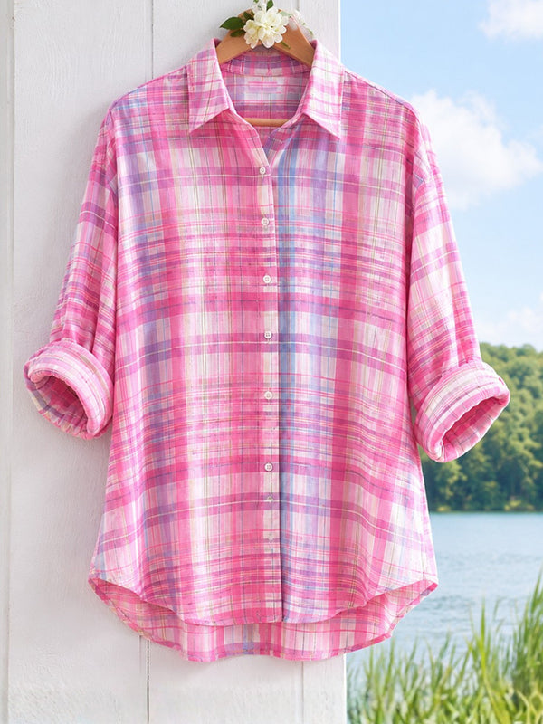 Weekend Blush Plaid Button-Up Shirt