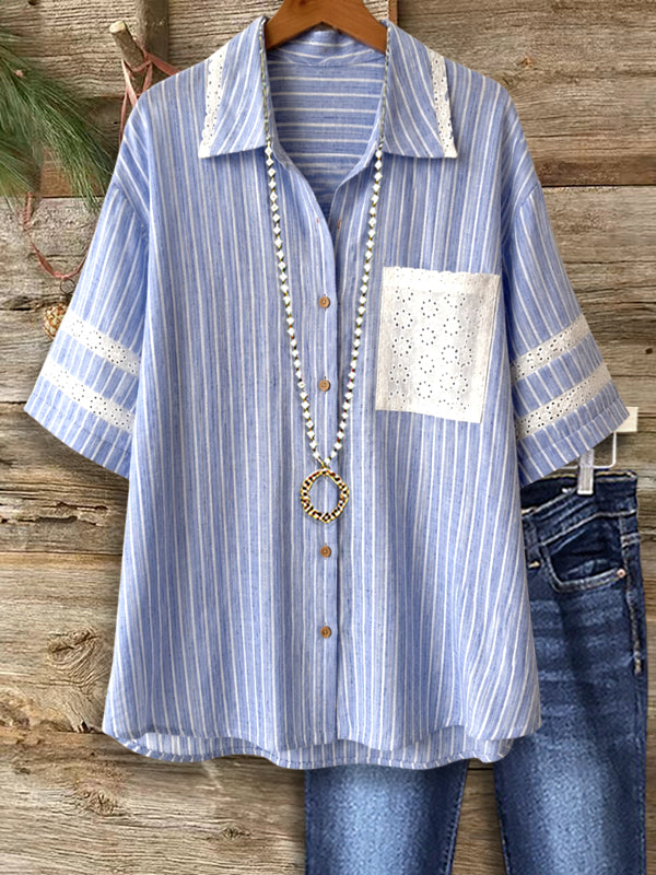 Coastal Breeze Lace Trim Shirt