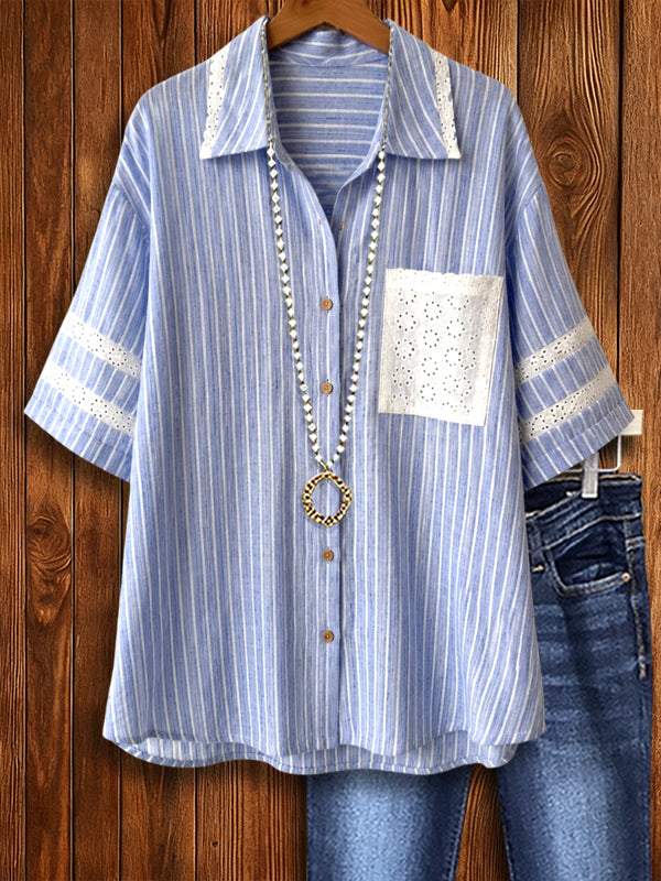Coastal Breeze Lace Trim Shirt