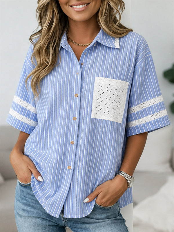 Coastal Breeze Lace Trim Shirt
