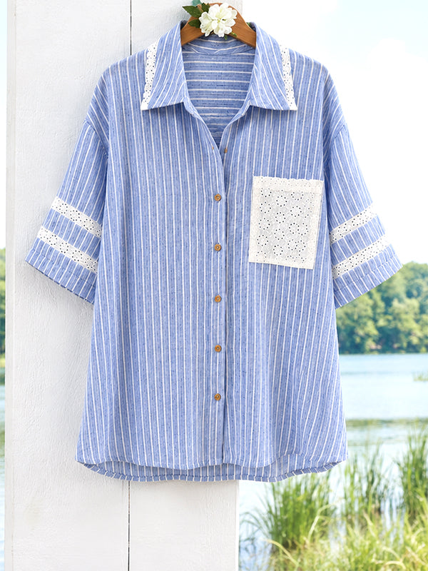 Coastal Breeze Lace Trim Shirt