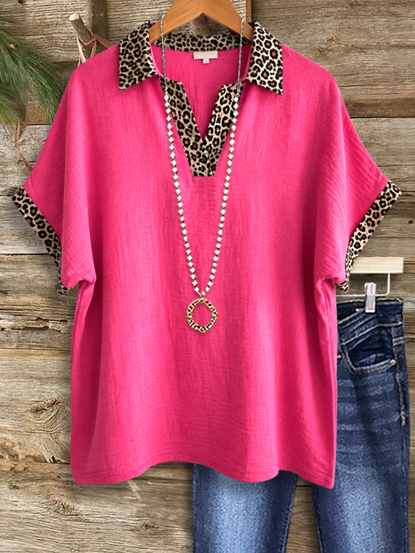 Savannah Chic Leopard Collar Top