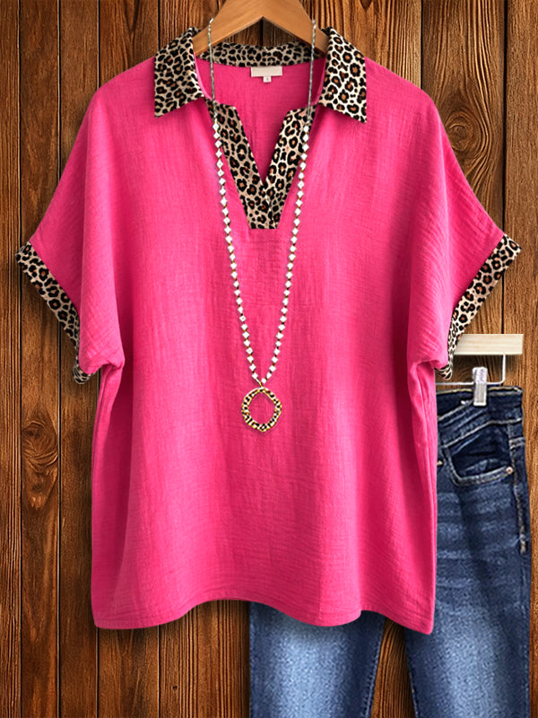 Savannah Chic Leopard Collar Top