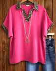 Savannah Chic Leopard Collar Top
