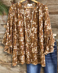 Wildflower Flutter Sleeve V-Neck Blouse