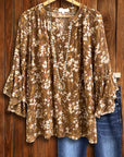 Wildflower Flutter Sleeve V-Neck Blouse