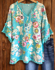 Boho Fringe Trim Floral Tunic