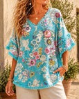 Boho Fringe Trim Floral Tunic