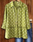 Polka Dot Lace Trim Peplum Shirt