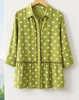 Polka Dot Lace Trim Peplum Shirt