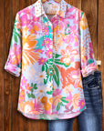 Tropical Bloom Roll-Tab Shirt