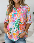Tropical Bloom Roll-Tab Shirt