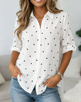 Classic Polka Dot Roll Sleeve Blouse