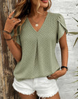 Sage Dot Tulip Sleeve Top