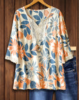 Boho Petal Embroidered V-Neck Top
