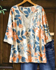 Boho Petal Embroidered V-Neck Top