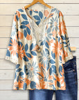 Boho Petal Embroidered V-Neck Top