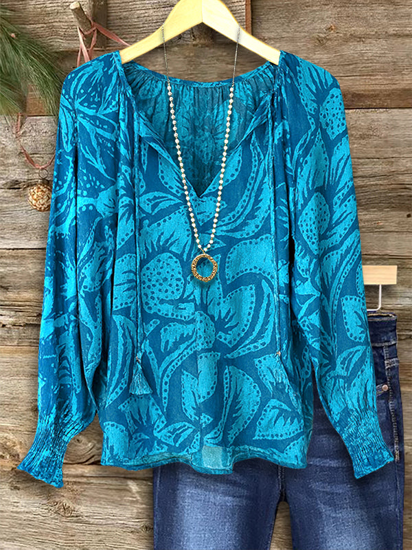 Art Floral Casual Blouse