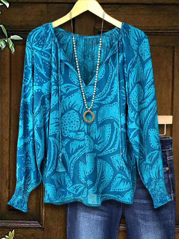 Art Floral Casual Blouse