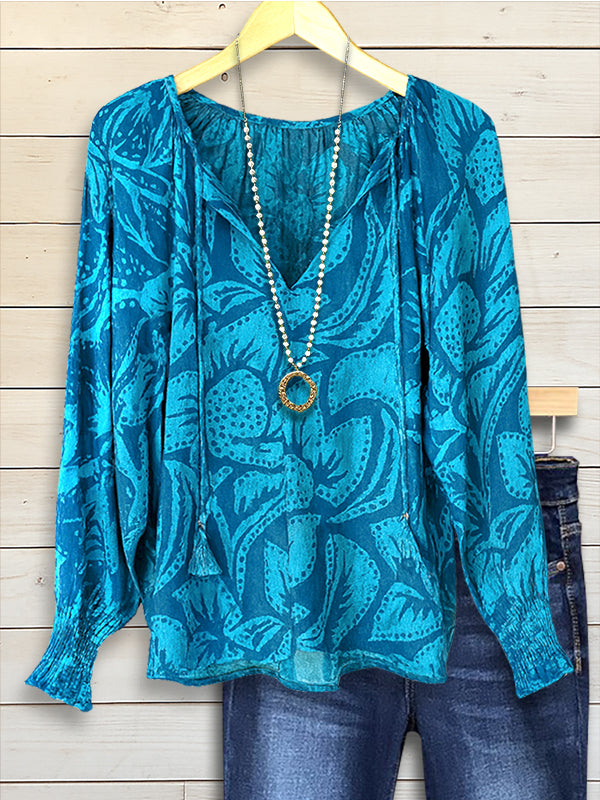 Art Floral Casual Blouse