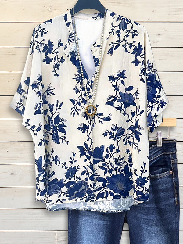 Porcelain Bloom Short Sleeve Top