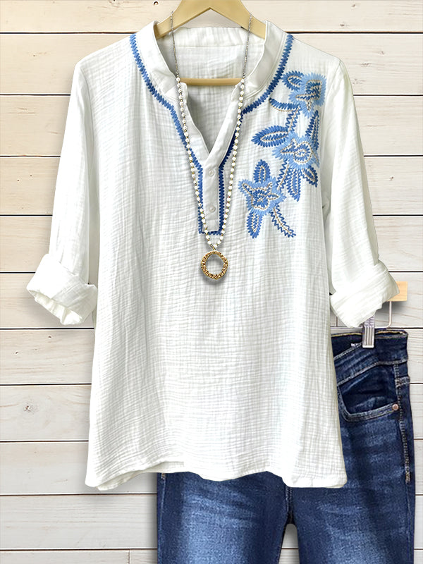 White Roll-Up Sleeve Cotton Shirt