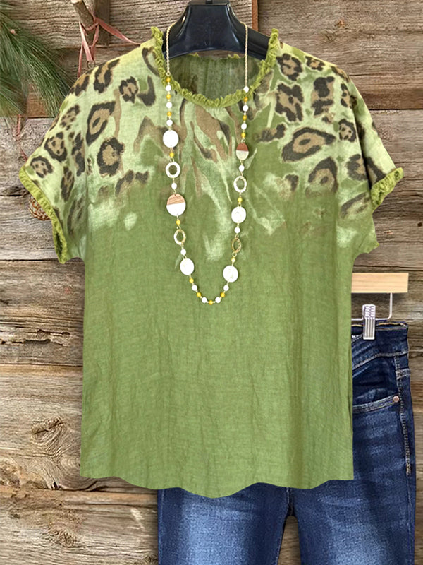 Leopard Gradient Print Top