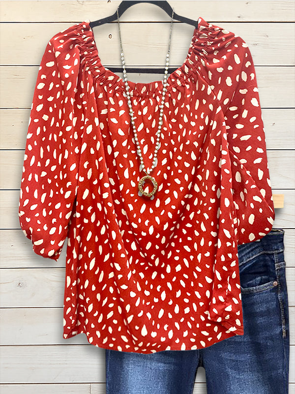 Polka Dot Print Casual Blouse
