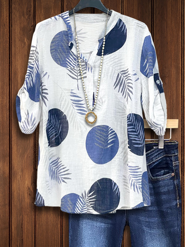 Palm Breeze Roll Sleeve Blouse