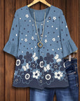 Denim Daisy Ruffled Sleeve Top