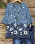 Denim Daisy Ruffled Sleeve Top