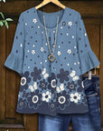 Denim Daisy Ruffled Sleeve Top