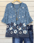 Denim Daisy Ruffled Sleeve Top