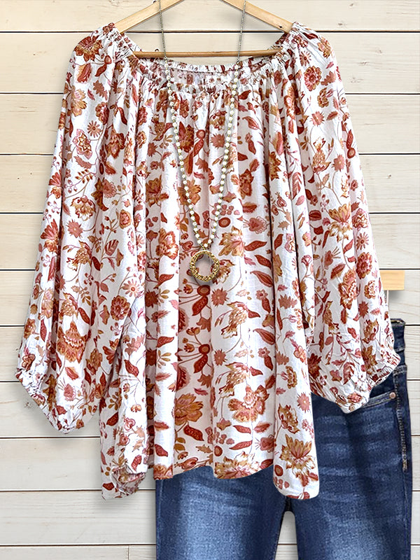 Boho Floral Off-Shoulder Blouse