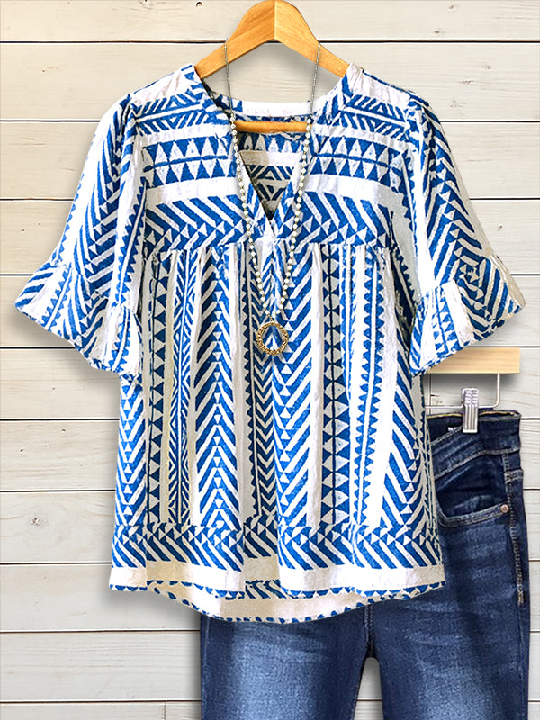 Ethnic Print Casual Blouse