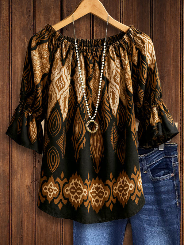 Midnight Ember Off-Shoulder Blouse