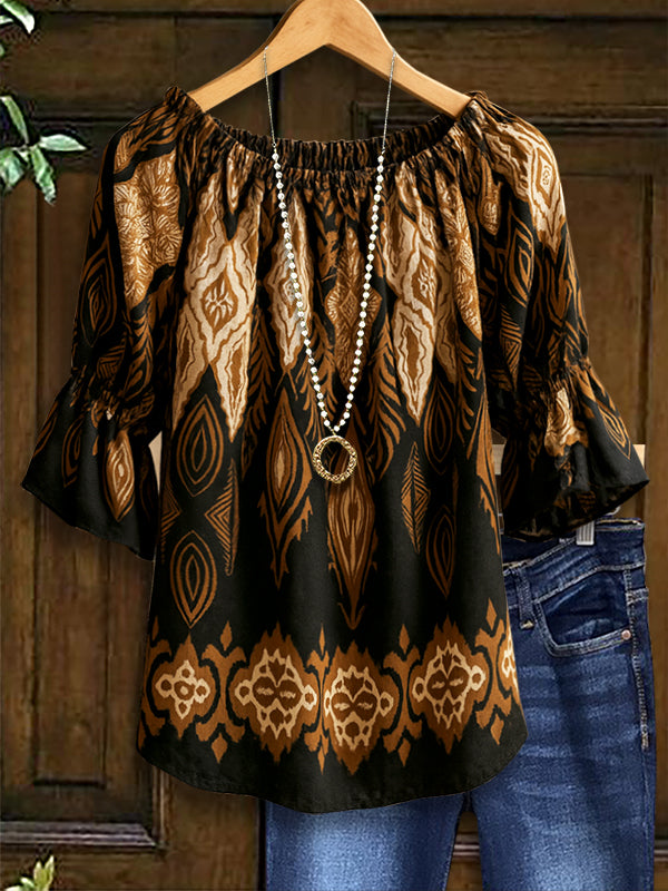 Midnight Ember Off-Shoulder Blouse