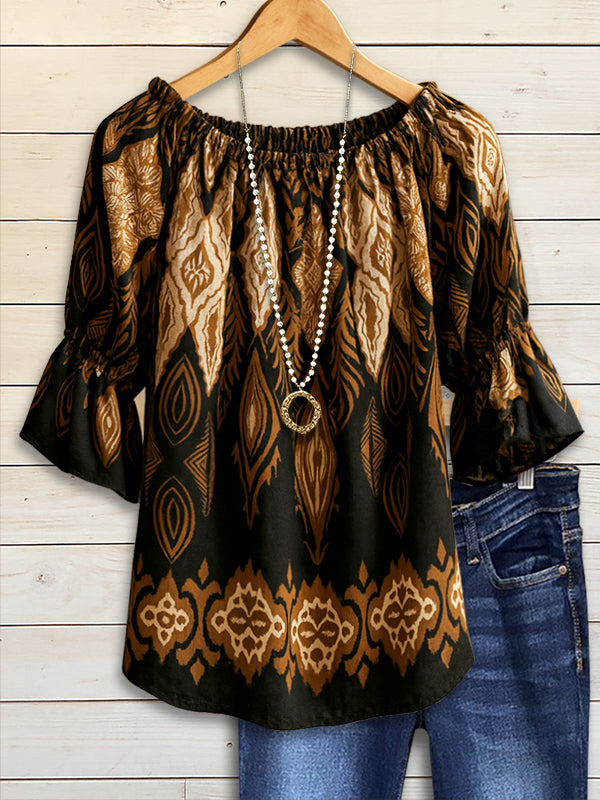 Midnight Ember Off-Shoulder Blouse