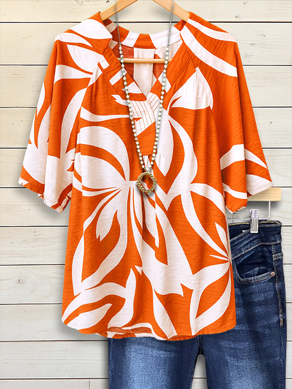 Tropic Bloom V-Neck Top