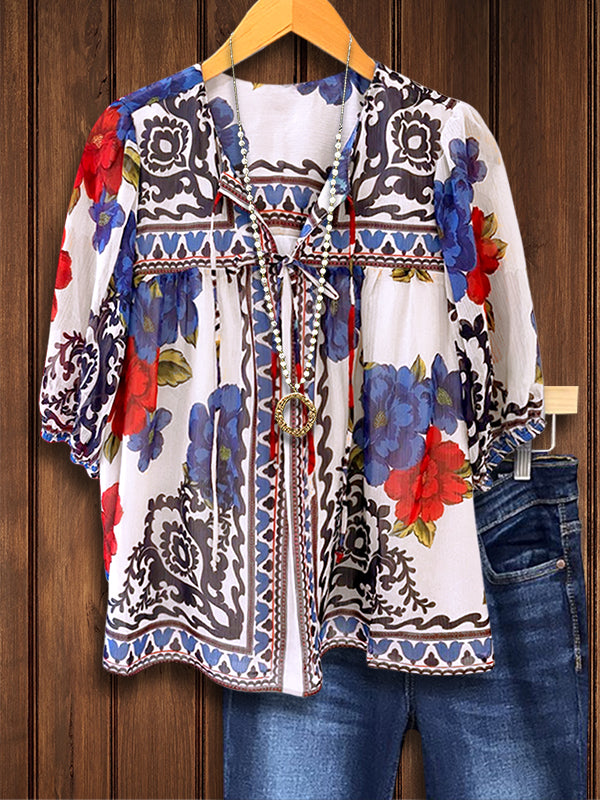 Boho Tie-Front Blouse