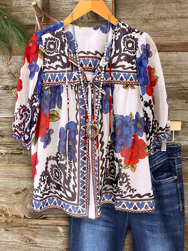 Boho Tie-Front Blouse